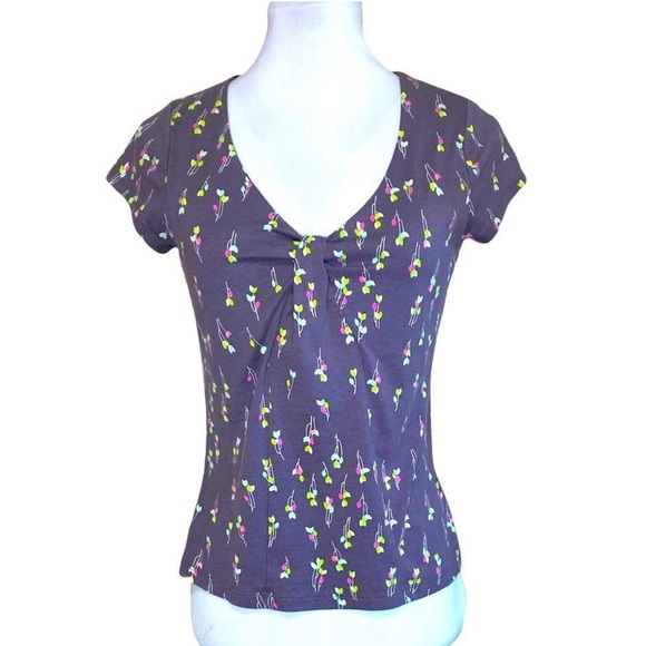 BODEN V-Neck Knot Top US size 4 Taupe/Gray, Pink, Kelly green - Picture 1 of 7